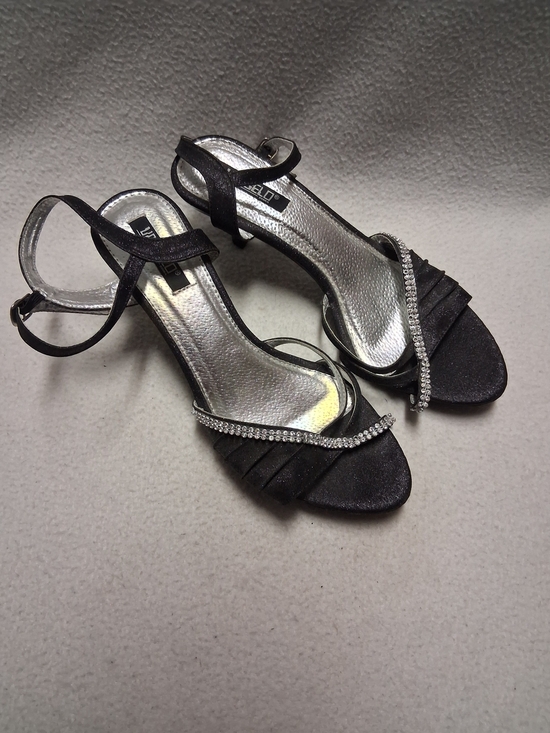 vangelo Shoes - Vangelo Women's Black Rhinestone Ankle-Strap Heels